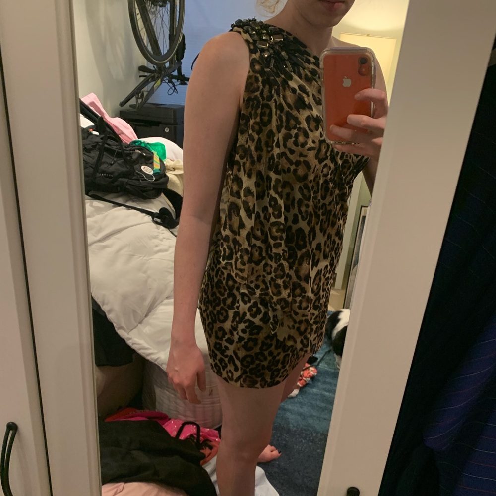 One shoulder leopard Cache Dress